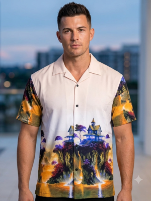 Premium Zafran Fabric  Printed Half Sleeve Shirt 114