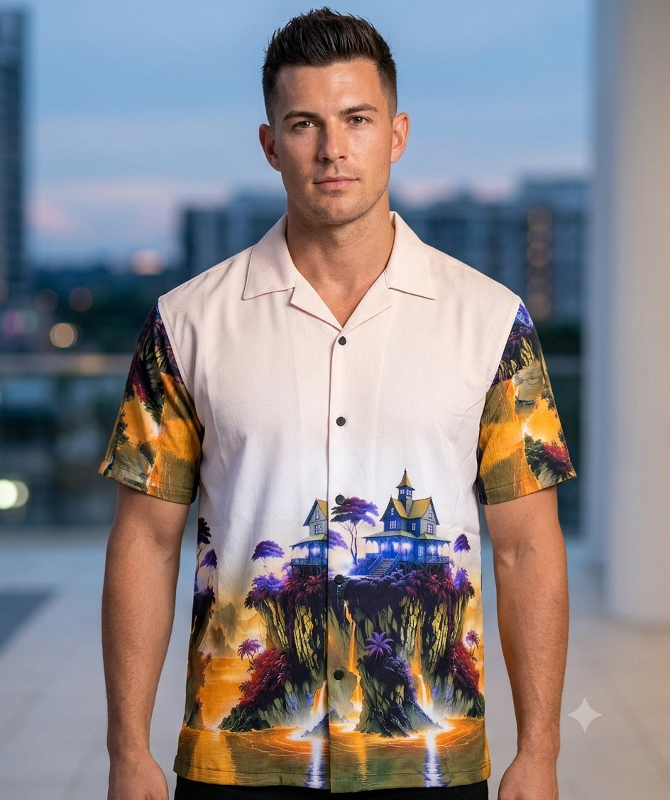 Premium Zafran Fabric  Printed Half Sleeve Shirt 114