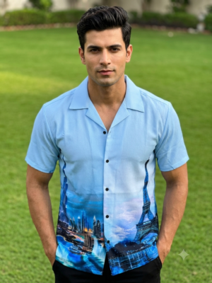 Premium Zafran Fabric  Printed Half Sleeve Shirt 121
