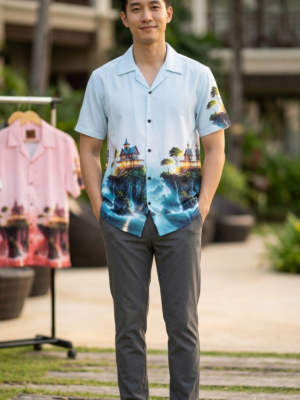 Premium Zafran Fabric  Printed Half Sleeve Shirt 122