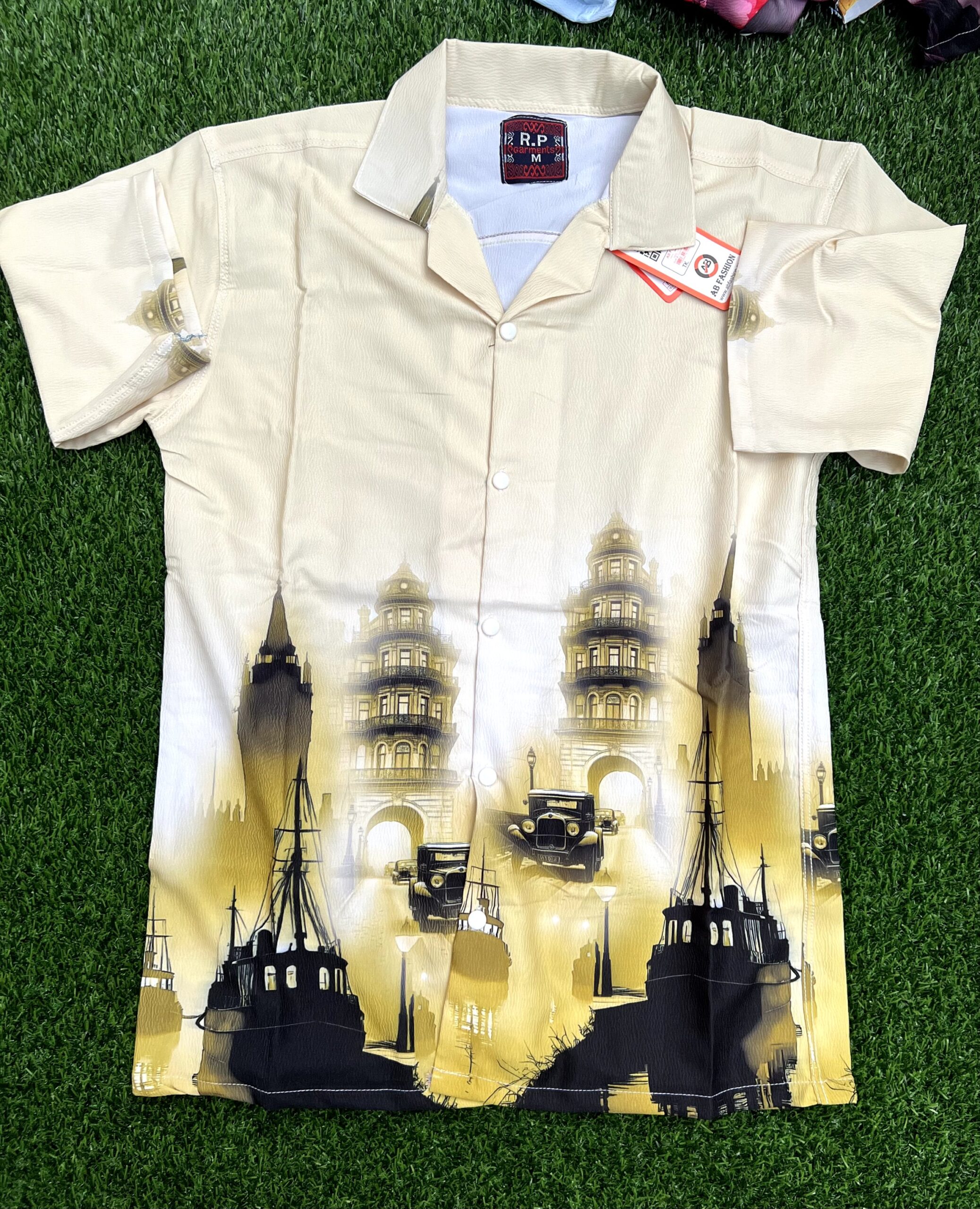 Premium Zafran Fabric  Printed Half Sleeve Shirt 108