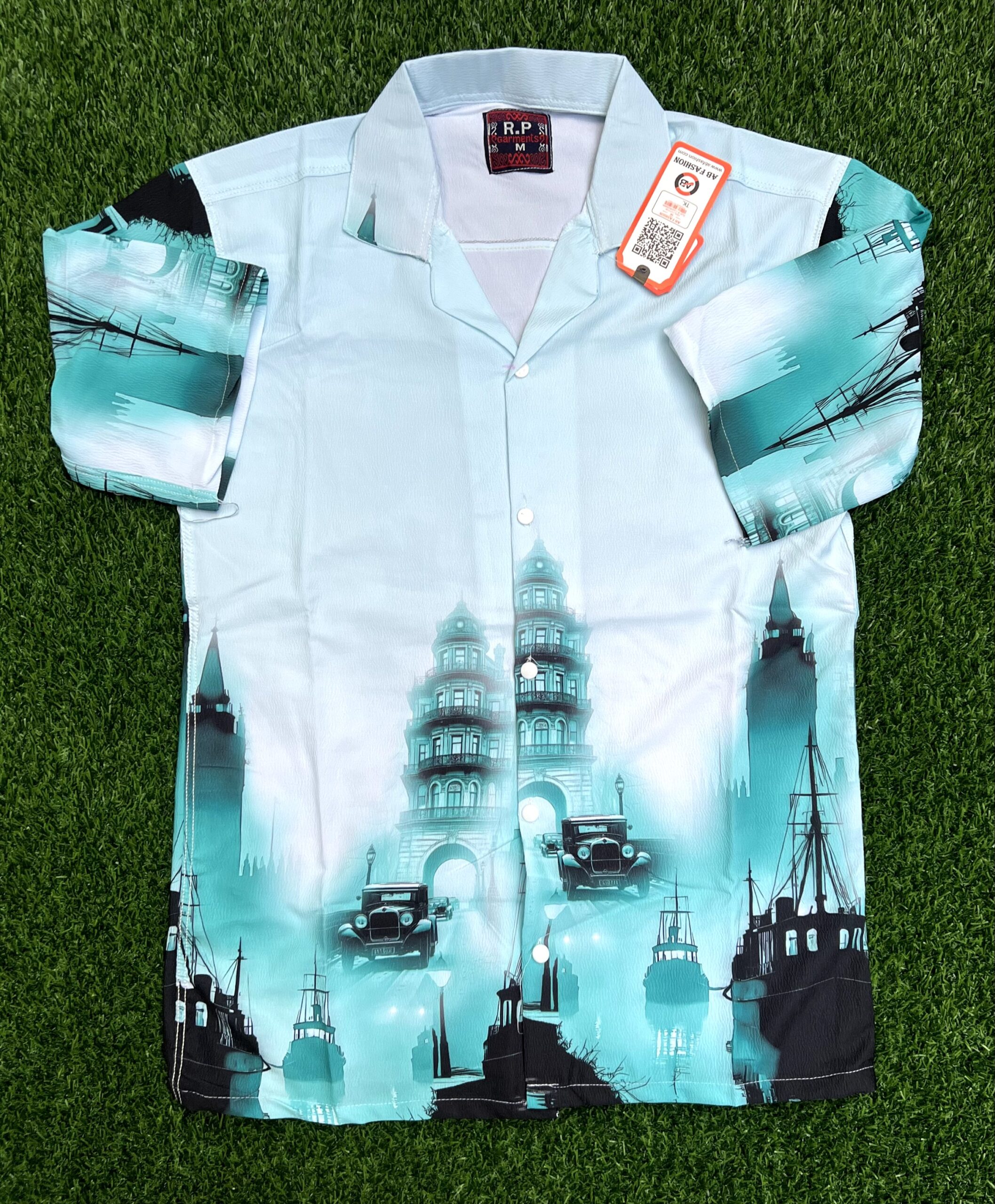 Premium Zafran Fabric  Printed Half Sleeve Shirt 107