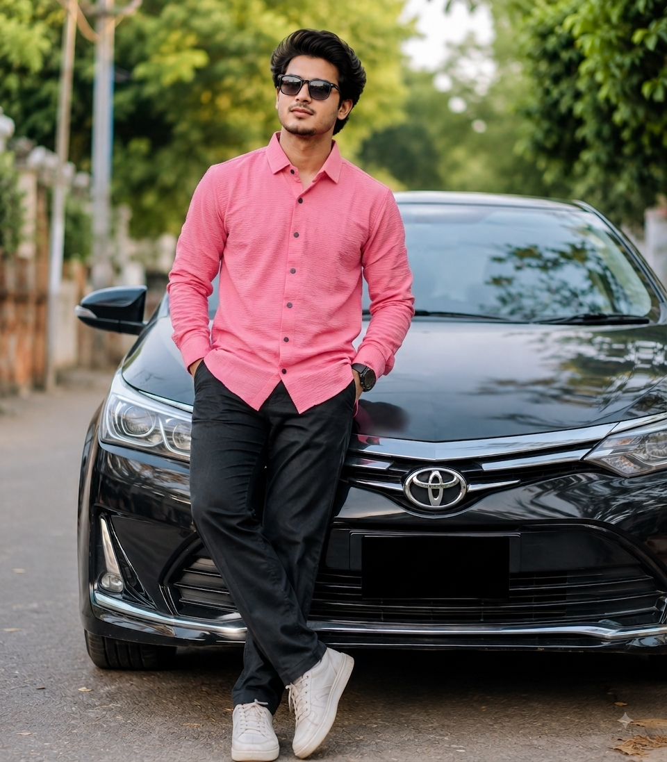 হট পিংক  জাফরান শার্ট M-L-XL- Size Available (102 code)
