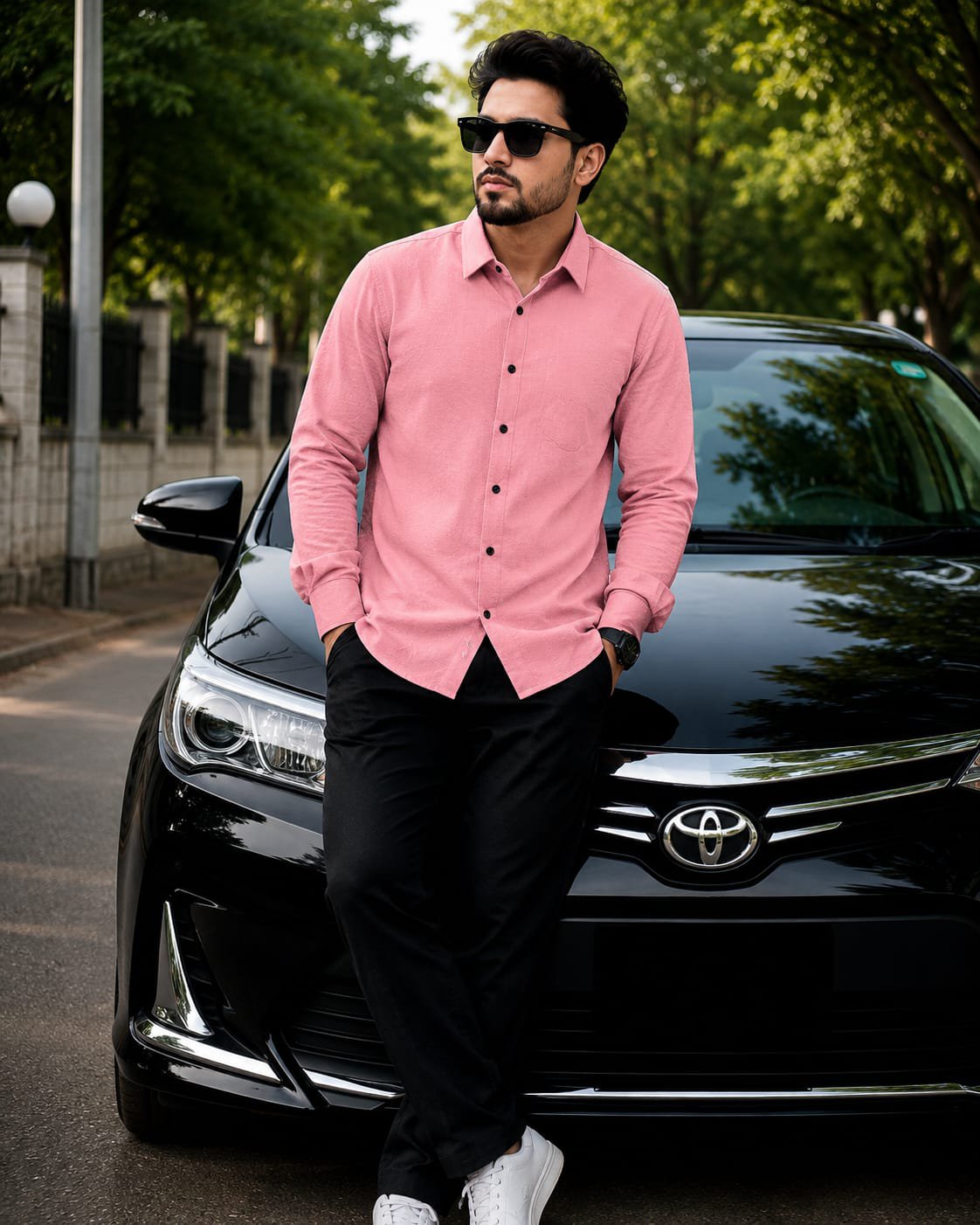 পিংক কালার প্রিমিয়াম জাফরান শার্ট  XL - XXL-XXXL Size Available (510 code)