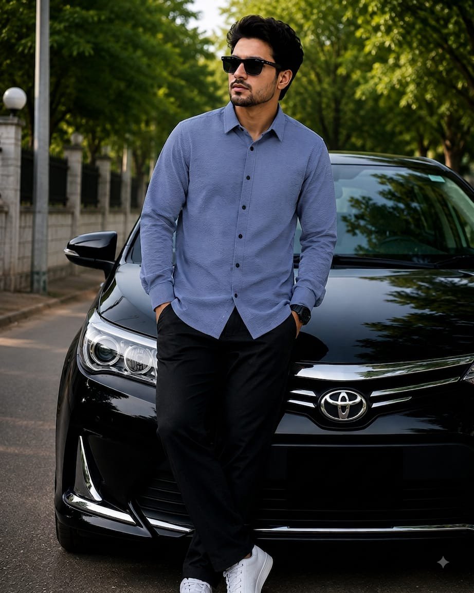 ডার্ক ব্লু কালার প্রিমিয়াম জাফরান শার্ট  M-L - XXL-XXXL Size Available (508 code)