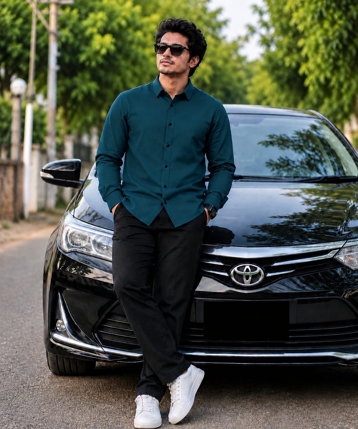 পেট্রল কালার প্রিমিয়াম জাফরান শার্ট  M-L-XL - XXL-XXXL Size Available (503 code)