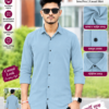 এস ব্লু কালার প্রিমিয়াম জাফরান শার্ট M38- L40-  XL 42-  XXL44-  XXXL46 Size Available (507 no code)
