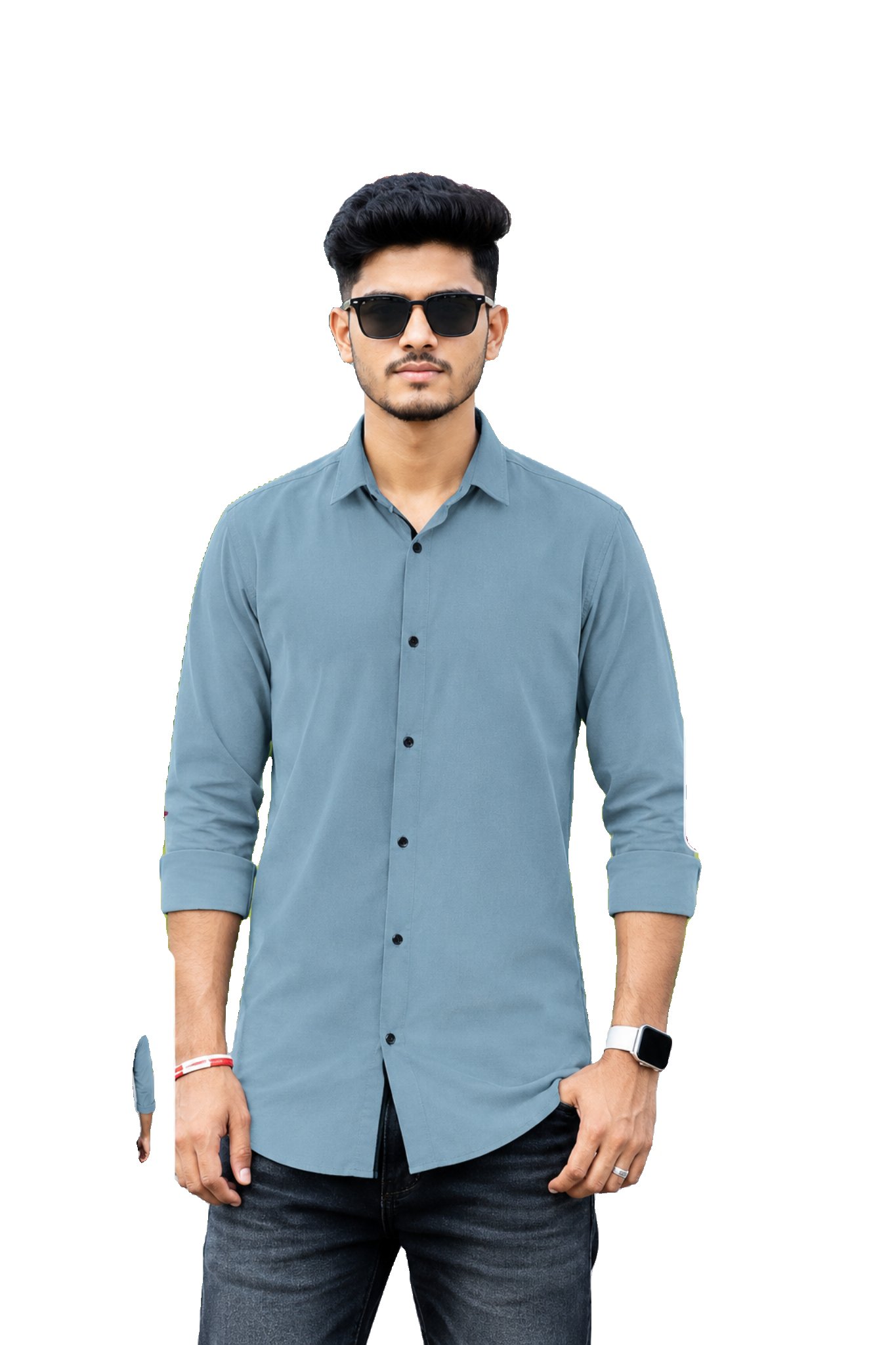 Dusty Blue কালার প্রিমিয়াম জাফরান শার্ট M38- L40-  XL 42-  XXL44-  XXXL46 Size Available (102 no code)